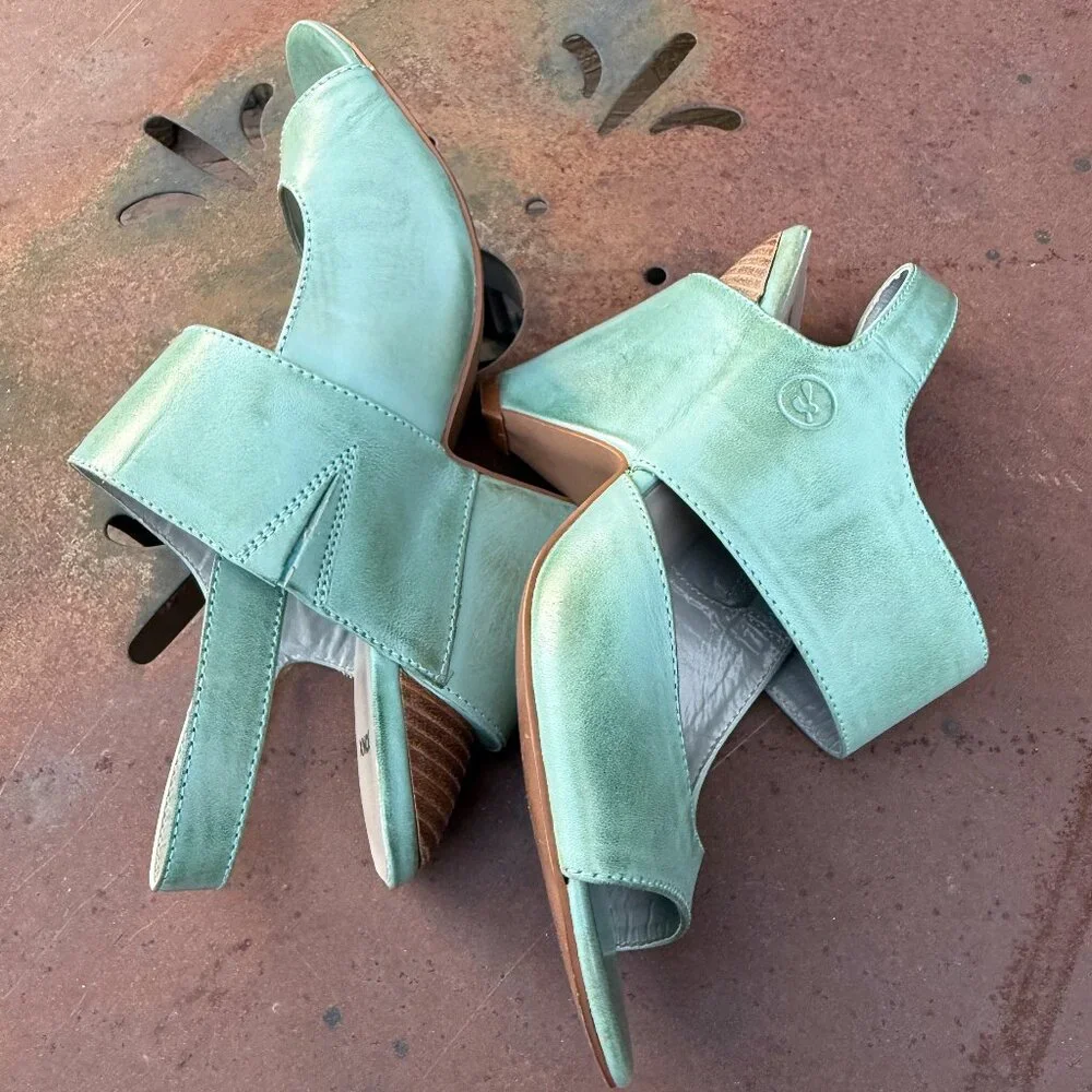 Vintage Bronx Shay Aqua Slingback Wedge Sandal EU 37 / US 7
